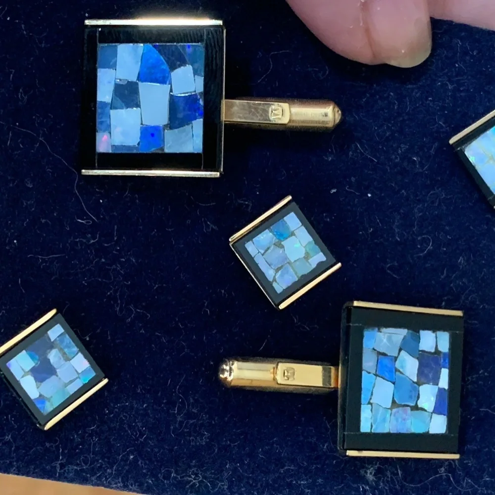 Bloomingdales Vintage Onyx & Opal Cufflinks